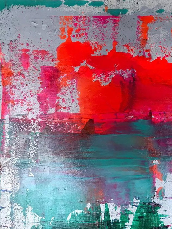 Image 1 of Original Acrylic Painting Abstract Expressionism Forest Lake