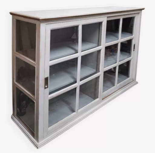 Antiker Ladenschrank, niedrige Vitrine