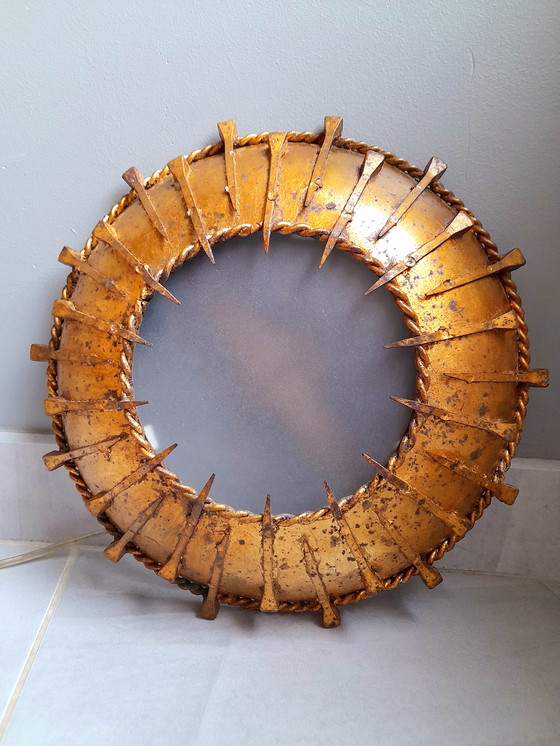 Image 1 of Brutalist sunburst wall sconce, 1960s