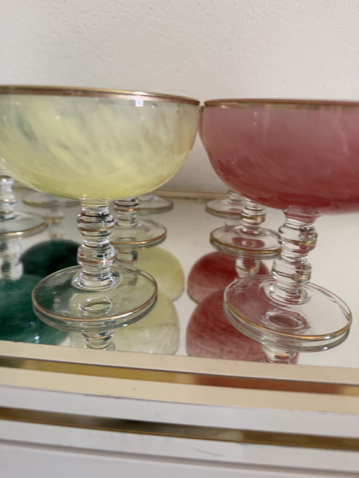 Venetian crystal multicolored ice cream cups