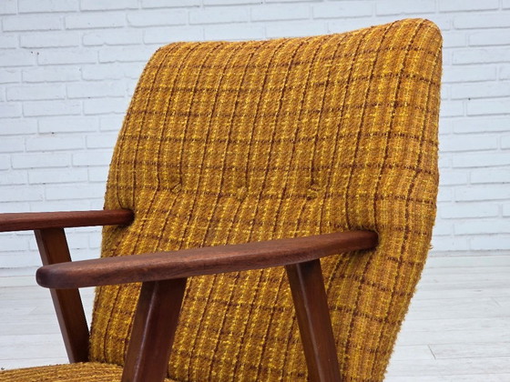 Image 1 of Fauteuil danois des années 1960, revêtement en laine, bois de teck, bois de chêne.