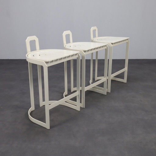 Set of 3 Postmodern Barstools by Almillmö, 1980s