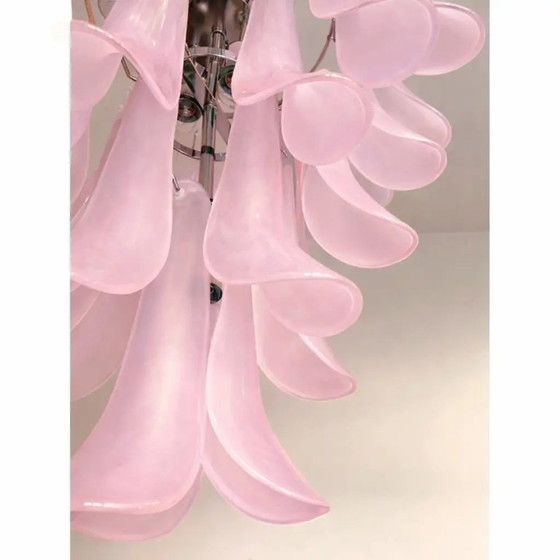Image 1 of Lampadario contemporaneo in vetro di Murano "Selle" satinato rosa in stile Mazzega