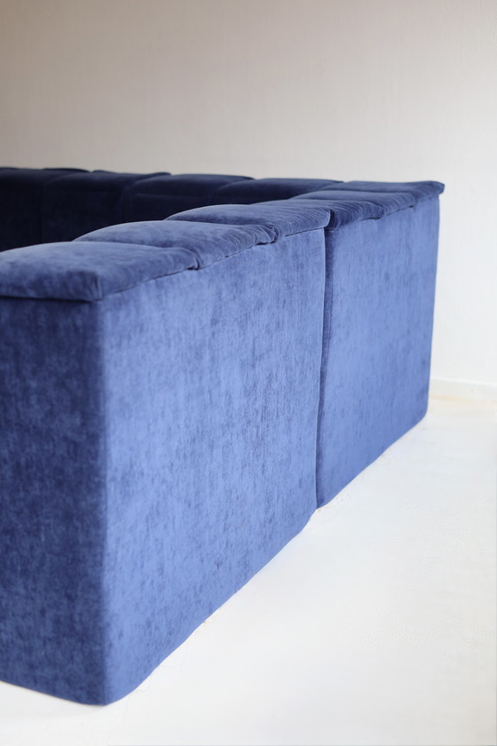 Image 1 of Modular sofa, 4 elements, blue velvet