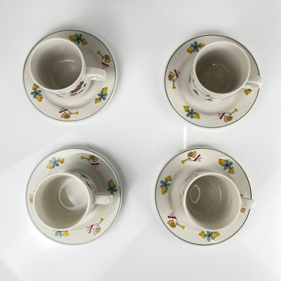 Image 1 of set per 4 persone tazza da caffè/tè natalizia , 1980