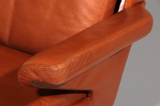 Image 1 of Cognac Leder COR Swing Lounge Stuhl mit Ottomane von Adolf & Schöpfer 1976