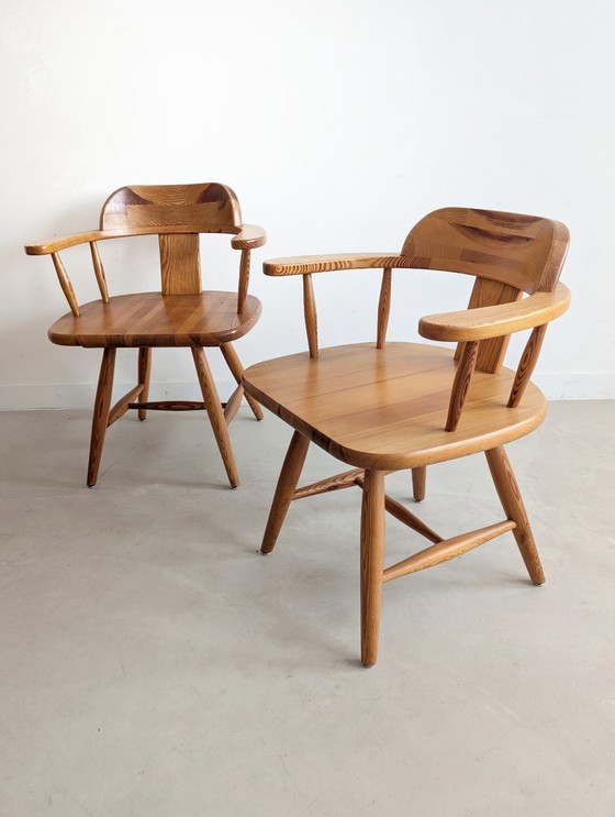 Image 1 of Satz von 6 Esstischstühlen aus Kiefernholz von Asko Finnland 1970s