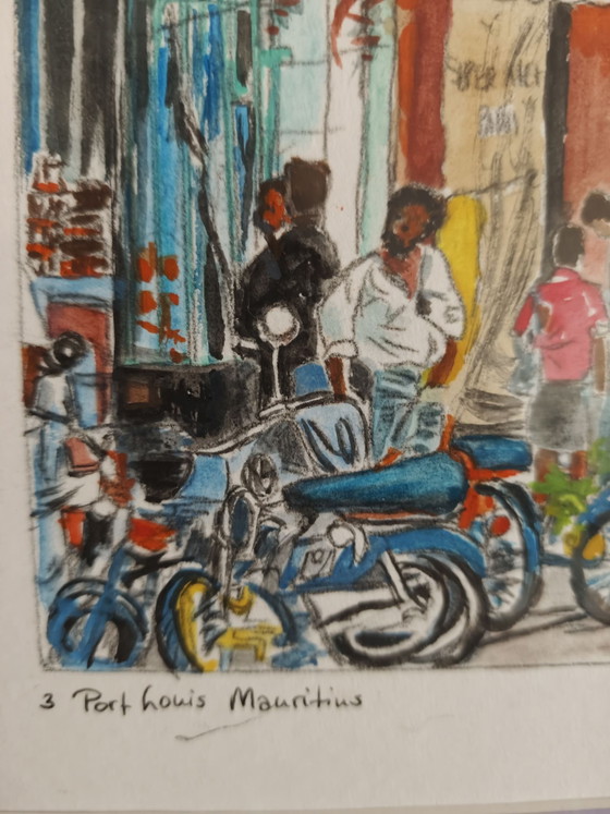 Acuarela "Port Louis", Pinturas y dibujos, Papel, Multicolor (foto 7 de 8)