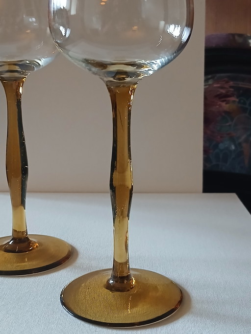2 copas de vino antiguas Art Nouveau