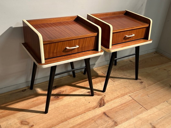 Image 1 of Prachtig vintage rockabilly tv meubel & 2 kastjes