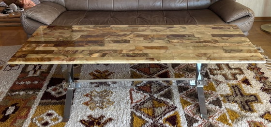 Image 1 of Retro living room table with stone top (1970s)