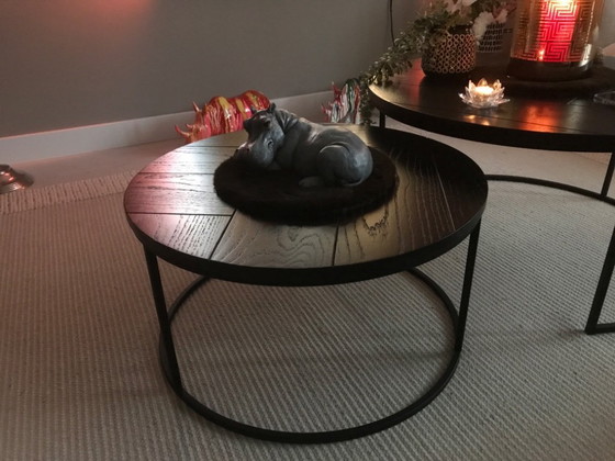 Image 1 of Coffee tables matt metal oak lacquer black
