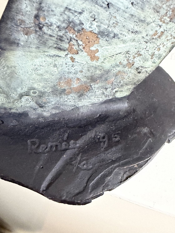 Image 1 of Renée van Leusden (Netherlands, 20th century) Stylized bronze sculpture – Standing female figure Signed and dated 1995