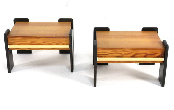 Image 1 of Set of 2 pine bedside tables vintage brutalist