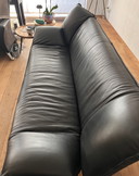 Zwarte leren Leolux bank Tango, 2,5 Zita