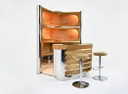 Bar set with 2 stools attributed to Willy Rizzo, 1970s