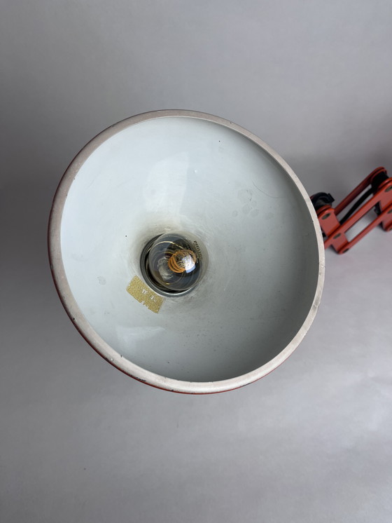 Image 1 of Lampada a forbice vintage Hustadt – Design Space Age – Anni '60/'70 – Arancione e cromo