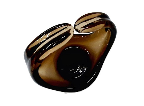 Image 1 of Ciotola per caramelle vintage, vetro fumé, a forma di cestino