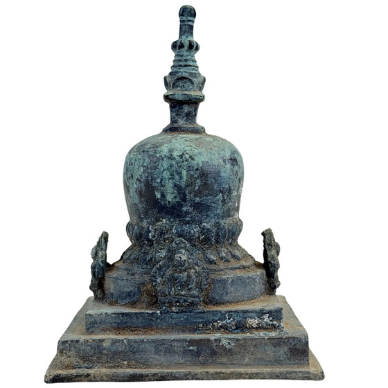 Estupa Votiva de Bronce de la India Oriental – Tradición Pala – c. Siglos X-XII – 10,5 cm – Esculturas (photo 3 of 11)