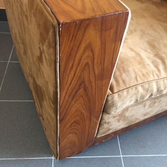 Ensemble de Fauteuils Club Art Déco en Alcantara & Noyer, 1930 – Wood, Art Deco (photo 10 of 16)