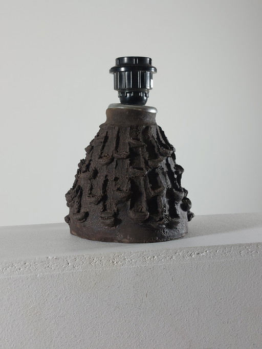 Vintage mid-century black brutalist ceramic lamp