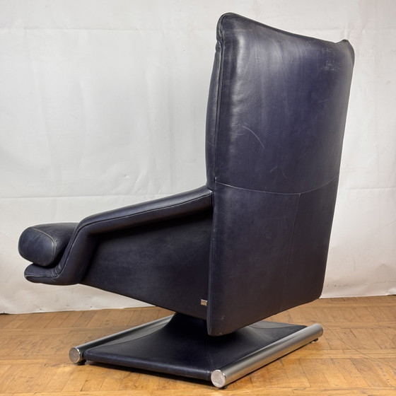 Image 1 of Blue Leather Rolf Benz 6500 Relax Chair by Matthias Hoffmann, 1985