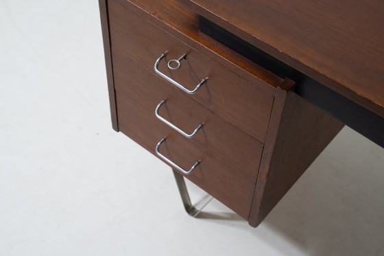 Floating minimalist hairpin desk by Nijkerk, 1950s – Wood (photo 6 of 10)