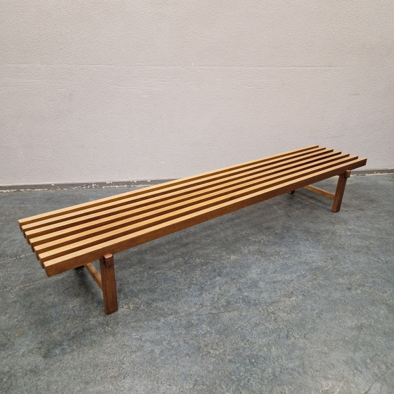 Image 1 of Banc à lattes en teck design des années 70