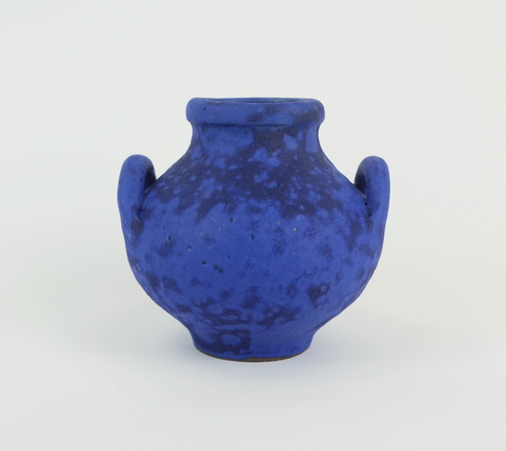 Image 1 of Mid Century Vase Hartwig Heyne Hoy Fat Lava Intense Blue