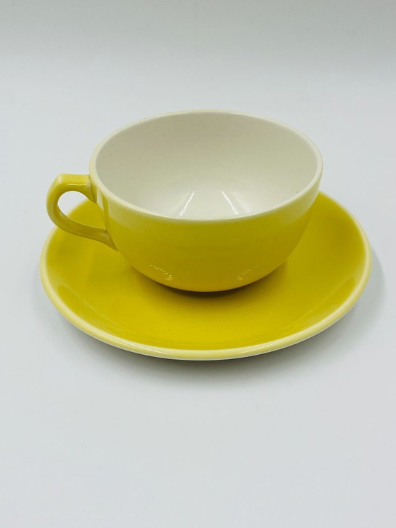 Image 1 of Set di 8 tazze e piattini vintage Boch Frères, gialli
