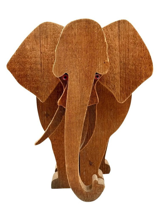 Image 1 of Bottega Michelangeli, Elephant wood sculpture, Orvieto Italy 1970s