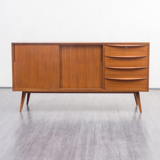 Credenza anni '50, VEB Hellerau, F. Ehrlich, noce, 150 cm, restaurata