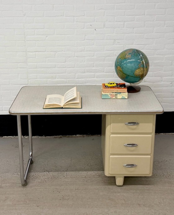 Image 1 of Vintage tubular frame Maquet desk, doctor's office