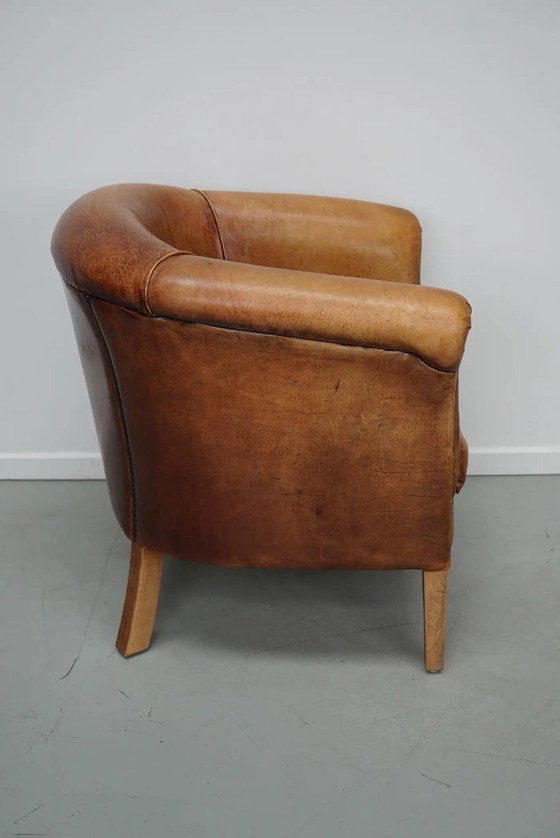 Image 1 of Vintage Nederlandse cognackleurige leren clubfauteuil