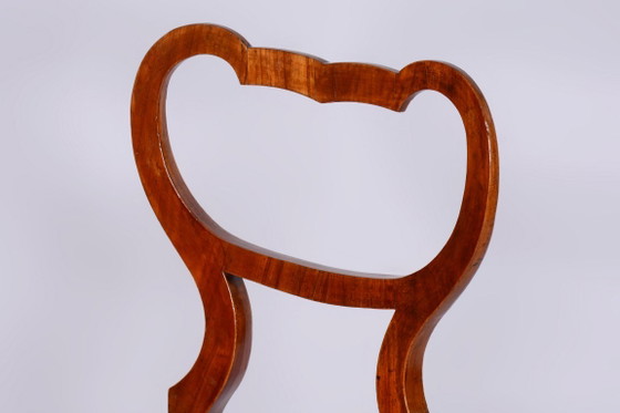 Silla Biedermeier restaurada, chapa de nogal, ratán, polaca, Austria, década de 1830. – Sillas auxiliares (photo 7 of 9)