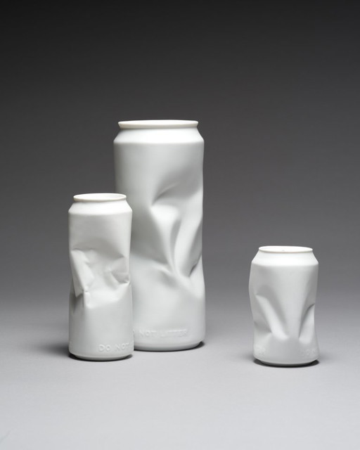 "Do Not Litter" Rosenthal Studio-Line Tin Can Vase TRIO 20cm 14cm 10cm Coca-Cola