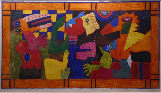 Image 1 of Clemens Briels Zeefdruk in Mooie Lijst - Algunos Gentes Hacen la Comedia, Otros No