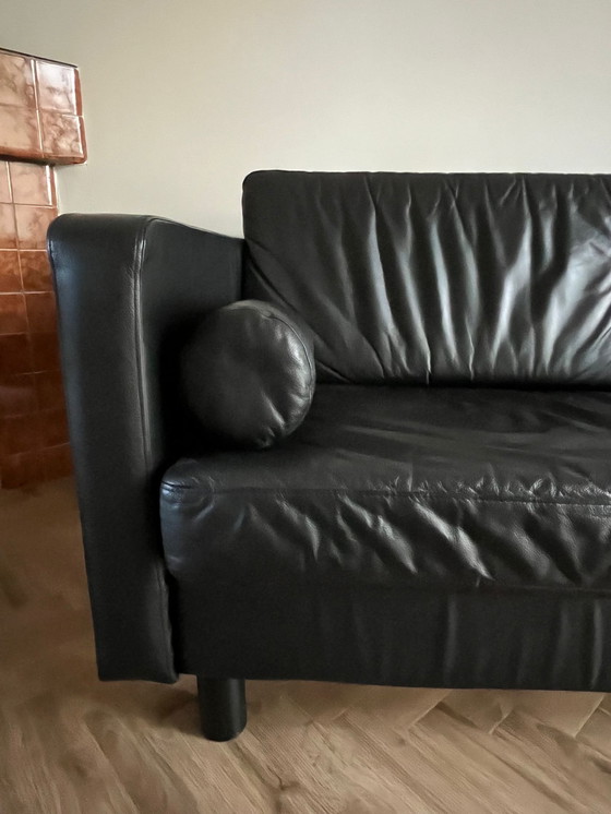 Image 1 of Sofá de cuero negro de diseño Touché