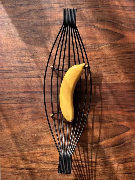 Image 1 of Zwart draadstaal fruitschaal minimalistisch jaren 50