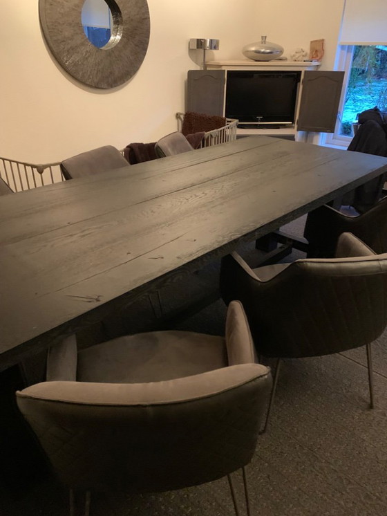 Image 1 of Stylish Black Oak Dining Table XL