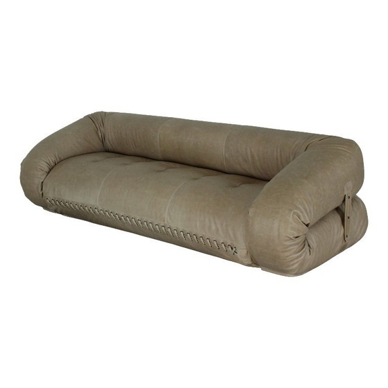 Image 1 of Sofá cama "Anfibio" de tres plazas de cuero gris de Alessandro Becchi para Giovannetti, Italia, años 70