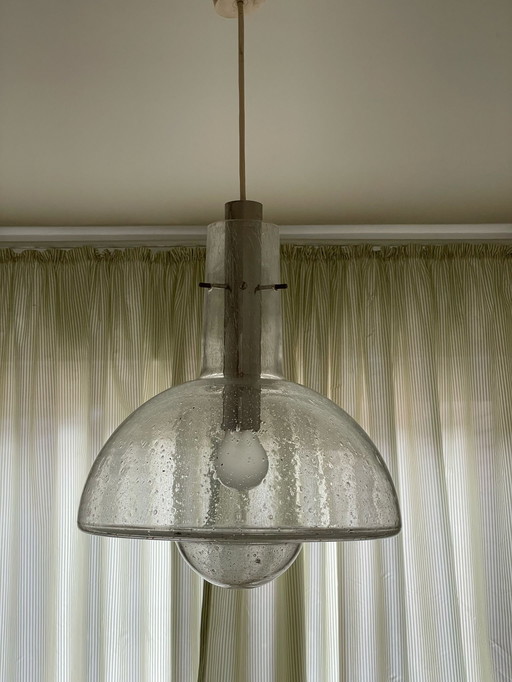 Mid-Century Space Age Glas Hängelampe Deckenleuchte Temde 1960er Jahre