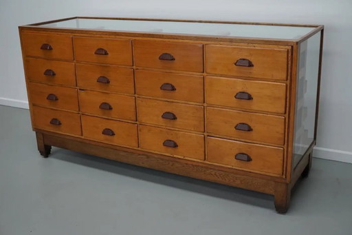 Antique British Maple and Oak Haberdashery Cabinet / Shop Counter, 1920s/30s