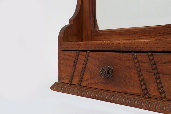 Image 1 of Houten Art Deco scheerkast met afgeschuinde spiegel, Frankrijk