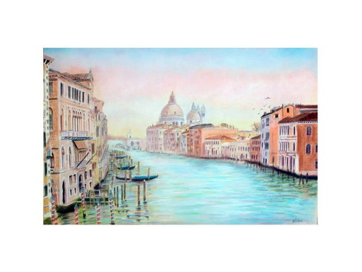 Drawing of the Grand Canal. Venice drawing. Painting of Venice's Grand Canal. Grand Canal drawing. Venice painting. New.