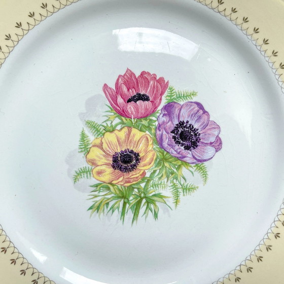 Vintage Porseleinen Dinerborden met Wit, Geel & Gouden Bloemenpatroon, L'Amandinoise "Coopélia" - Vintage (photo 6 of 16)