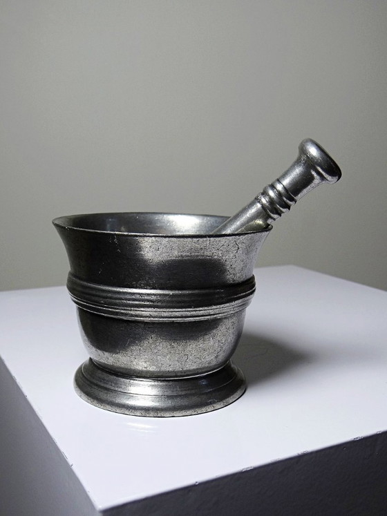 Vintage tinnen vijzel en stamper, Les Étains du Manoir, jaren 70-80 – Decoratieve objecten, Metal (photo 3 of 11)