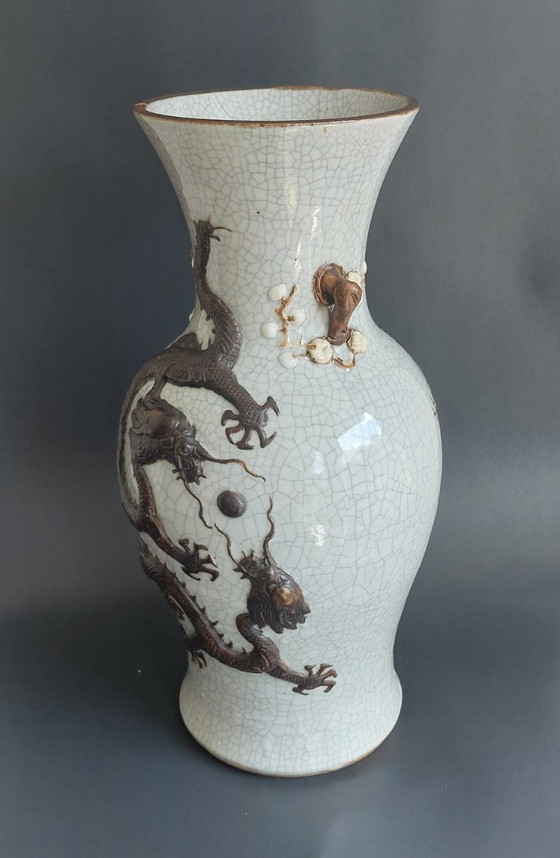 Image 1 of Große Vase aus Craquelé-Ware aus Nanking, 19.