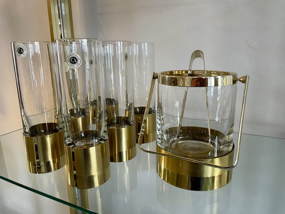 Image 1 of Set da cocktail italiano in cristallo e ottone