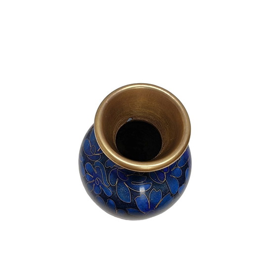 Image 1 of Cobalt Blue Cloisonné Vase